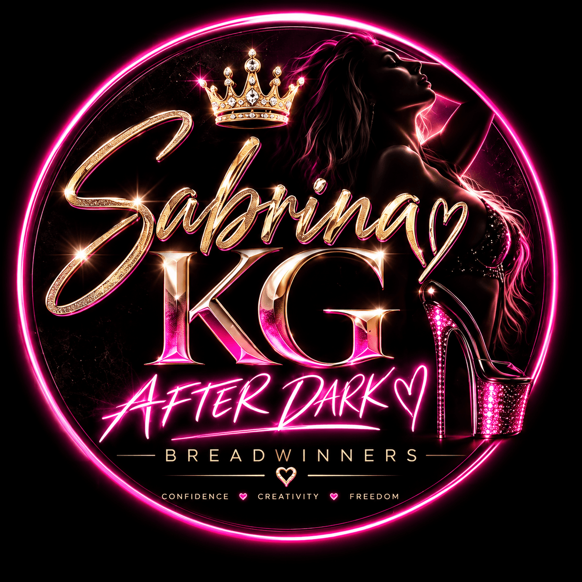 Sabrina KG – After Dark logo with BREADWINNERS and Confidence, Creativity, Freedom
